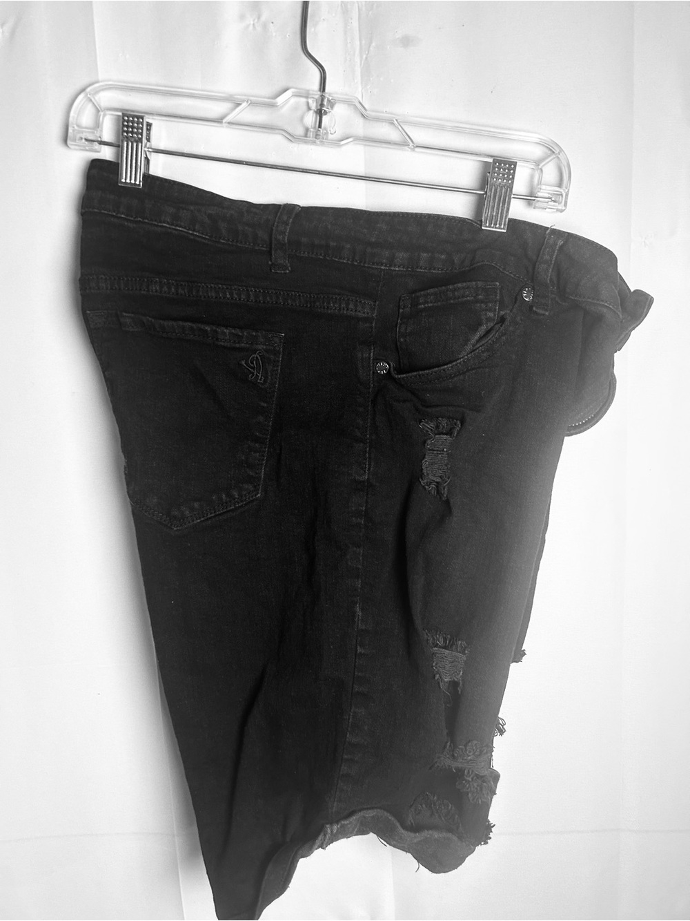 Black Distressed Denim Shorts